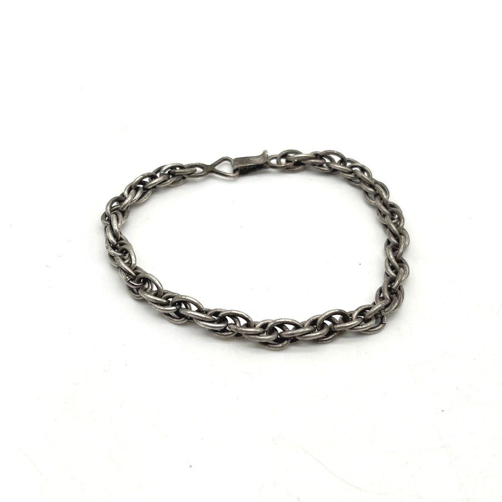 Vintage Mexico Sterling Silver Wheat Link Chain Bracelet 7.75 Inch 16.6g 925